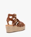 Sandales femme à talon compensé en corde avec multi-brides montantes